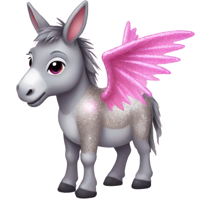 cute Donkey with pink glitter  dragon wings emoji
