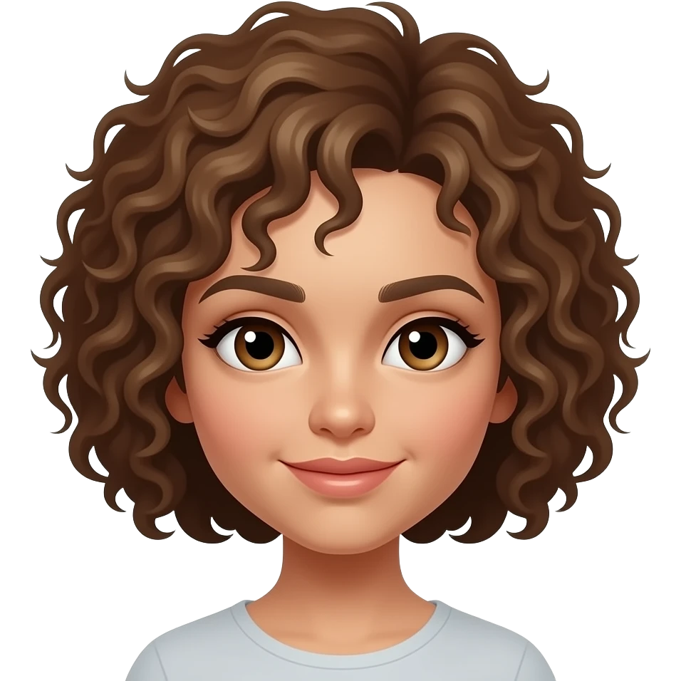 Corte rizado pixie morena emoji