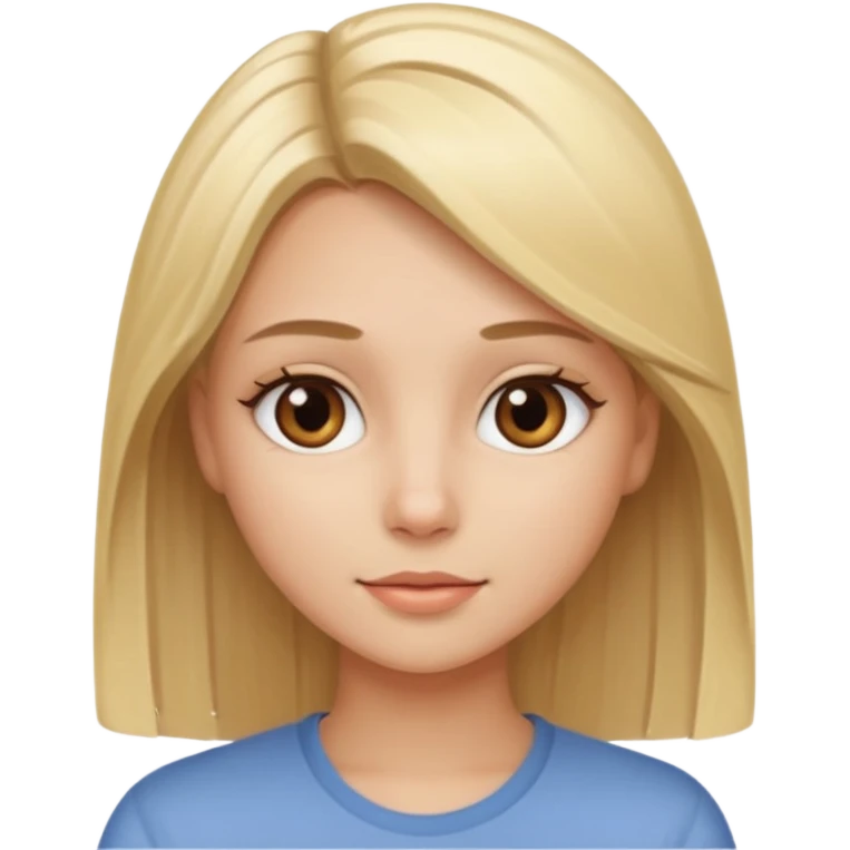 a pretty blonde girl with straight hair and brown eyes emoji