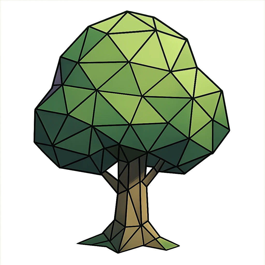 a tree in low poly wireframe style emoji