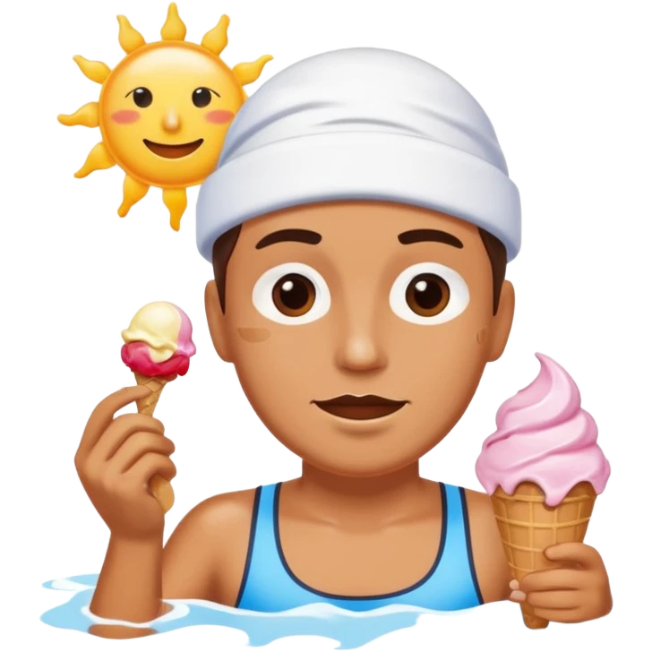 swimmer, ice cream, sun above emoji