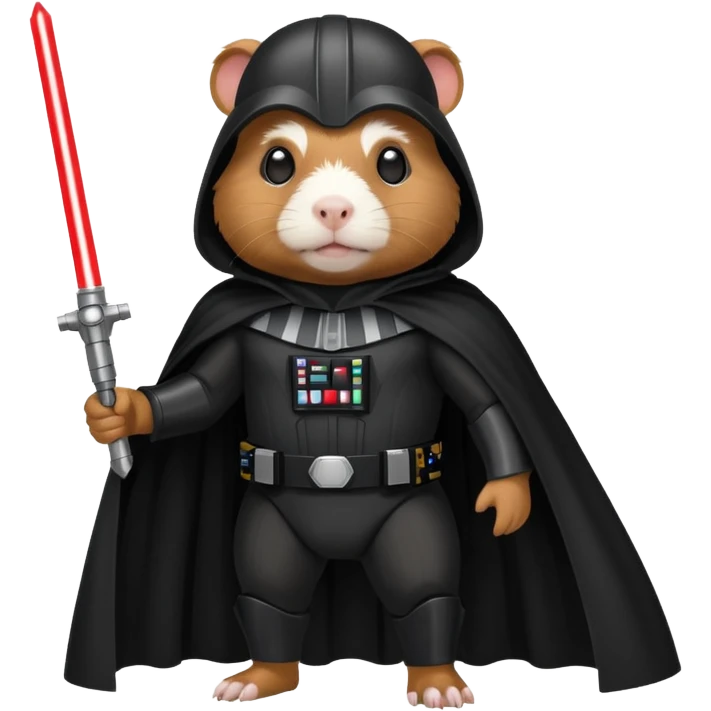 guinea pig as Darth Vader, full body, black suit and cape, bold graphic emoji style emoji
