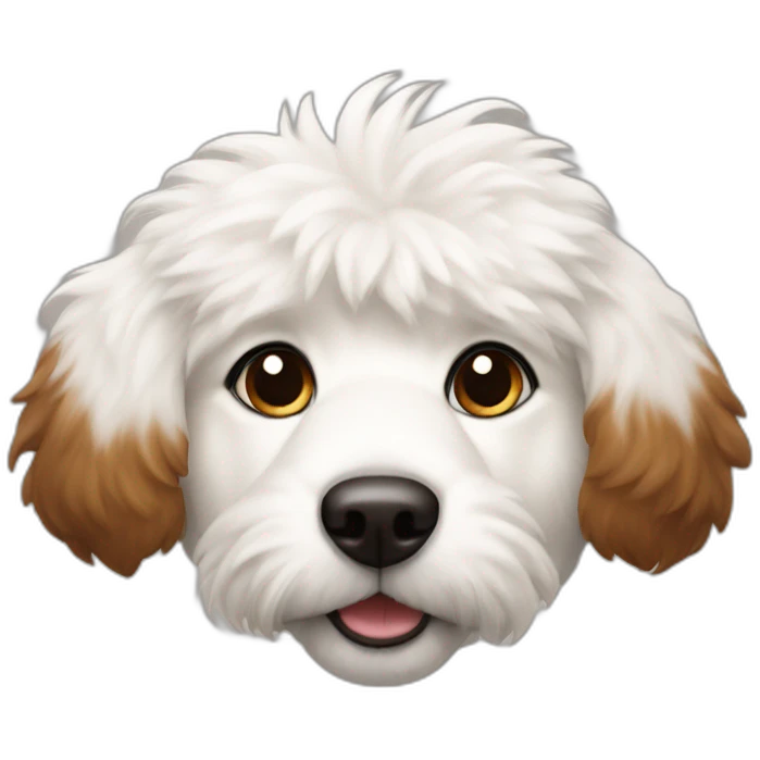 A white fluffy dog with brown-black flap ears emoji