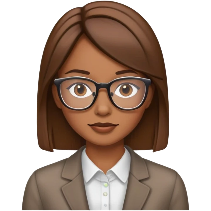 Chica morena pelo liso con lentes emoji