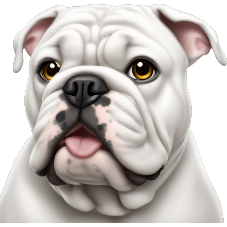 English bulldog white, speckled ears emoji