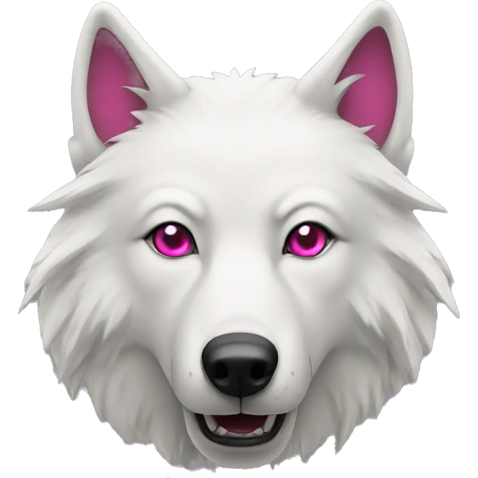 white wolf  with dark pink eyes with beer emoji