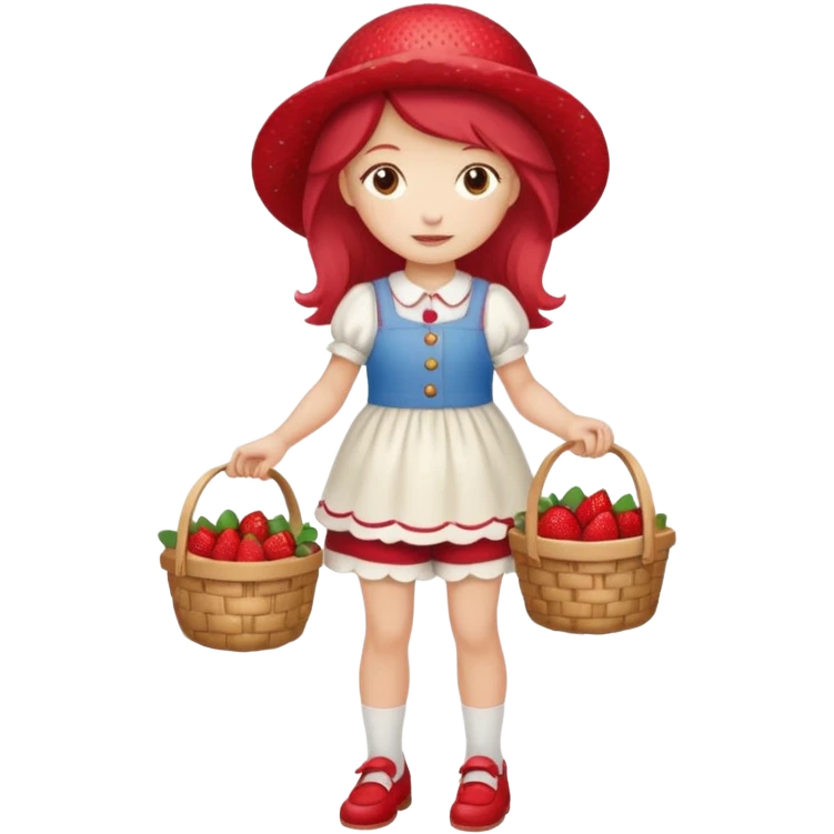 pretty and cute modern day strawberry shortcake full body with red shoes emoji emoji