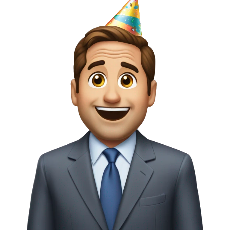 Excited Michael Scott with a party hat emoji