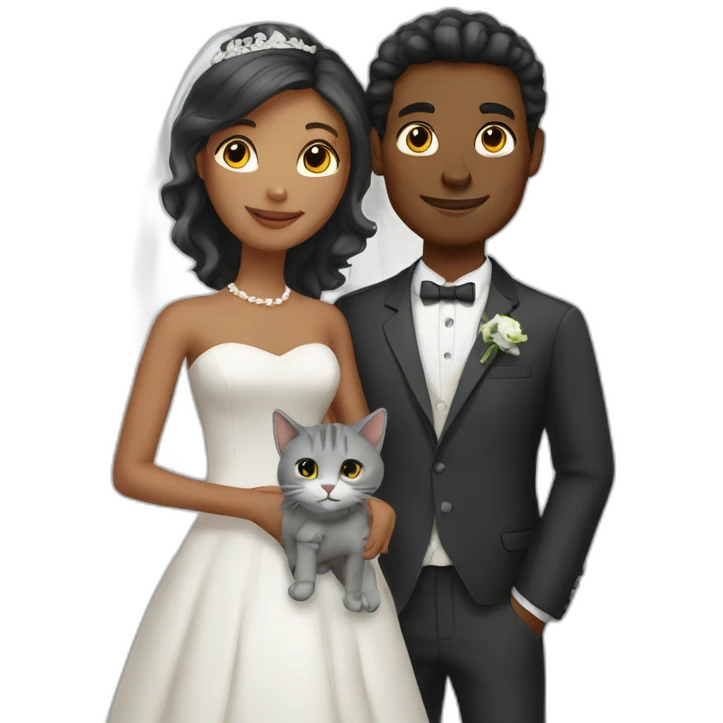 marriage and holding gray cat emoji
