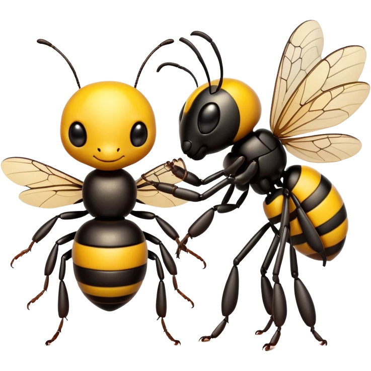 Ant holding hands with bumblebee emoji