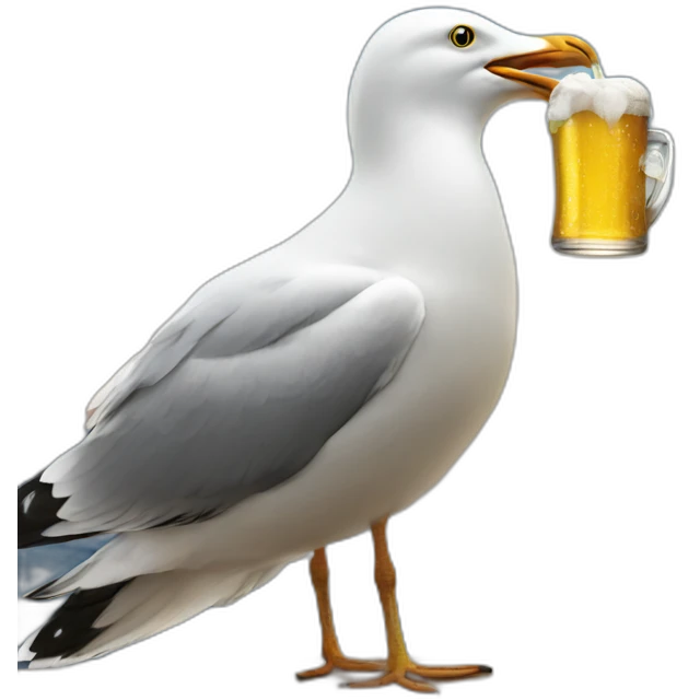 Seagull smoking and drinking a beer emoji