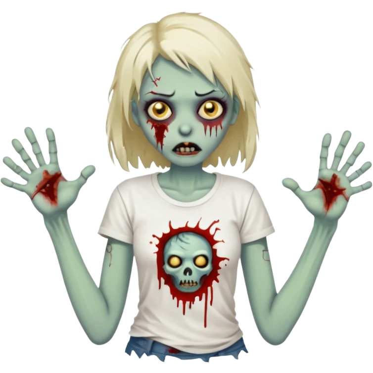 zombie girl with white t-shirt, different pose emoji