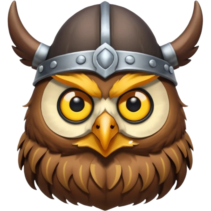 a cartoon Viking owl with horned cap emoji