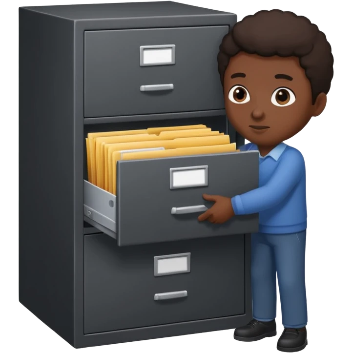 A black person opening a filing cabinet to search for file emoji