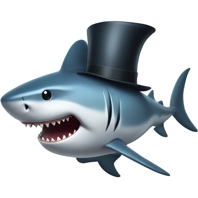 Shark with a top hat emoji