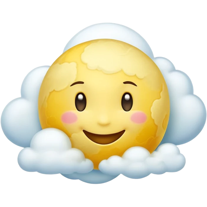Venus planet with cloudy yellow surface and a cute happy smiling face emoji