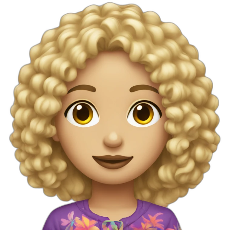 Rubia rizos hippie emoji