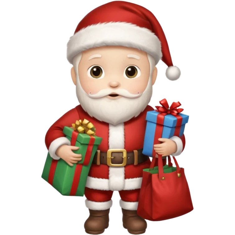 baby Santa Claus is carrying a bag of presents  emoji