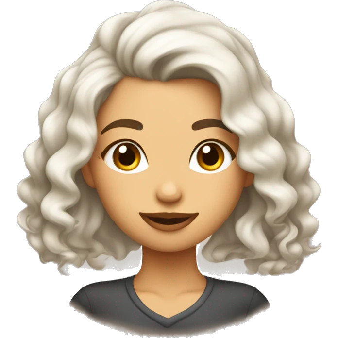 Chica de cabello ondulado color café, color de piel blanca durmiendo  emoji