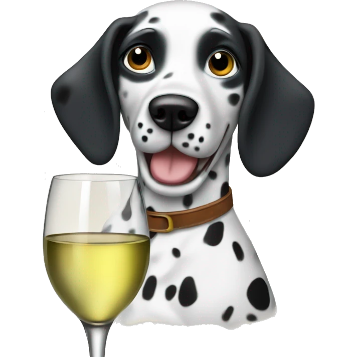 Dalmatian dog drinking white wine emoji