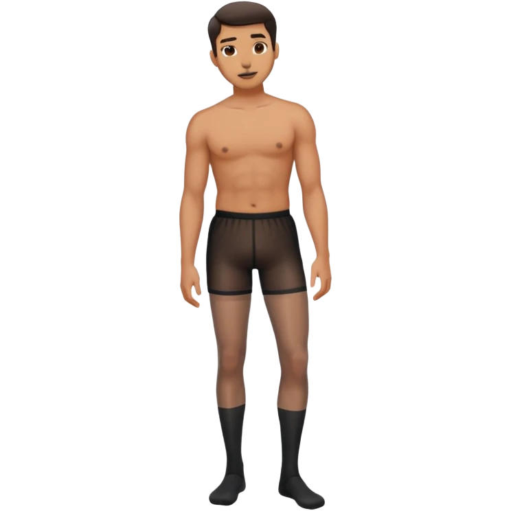 man wearing shorts and black sheer pantyhose emoji