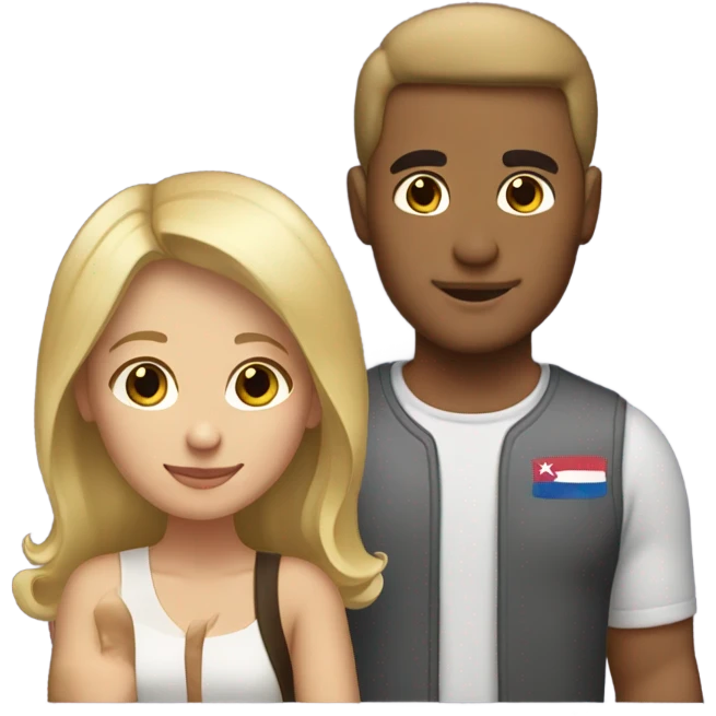 Puerto rican beard short hair  and blond long hair girl couple emoji