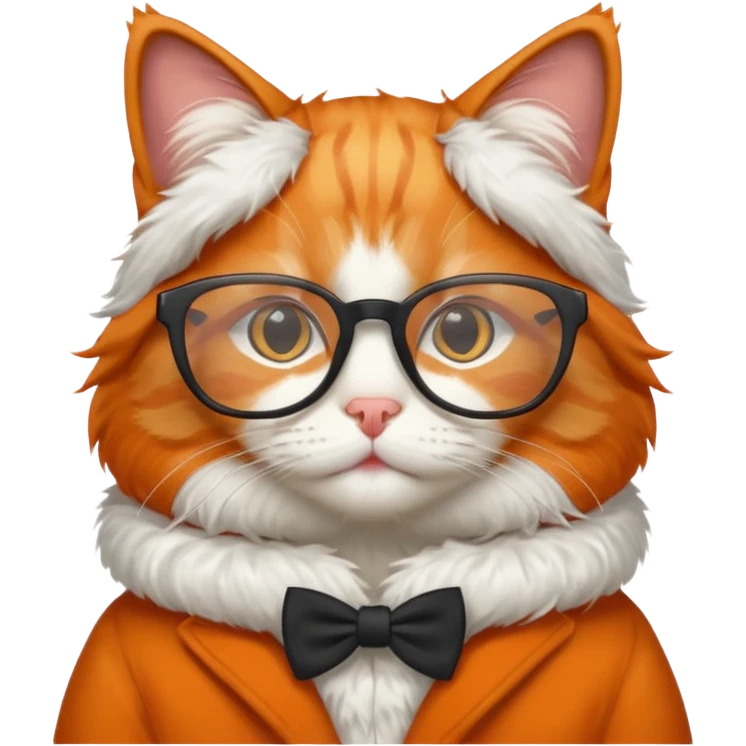 Orange cat wearing nerdy square glasses. emoji