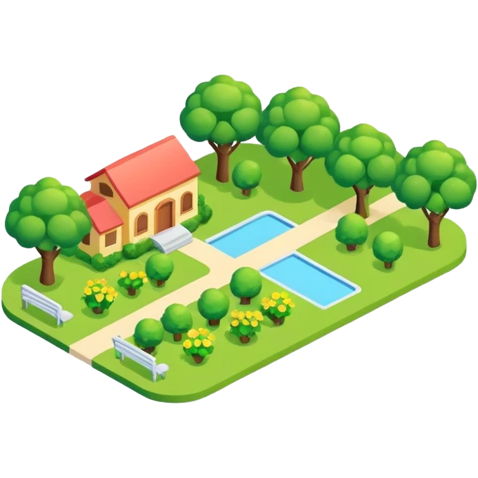 Green vacation park isometric exterior emoji