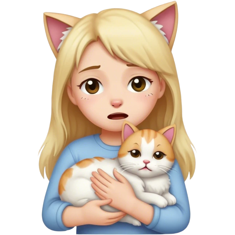 girl crying with a cat emoji