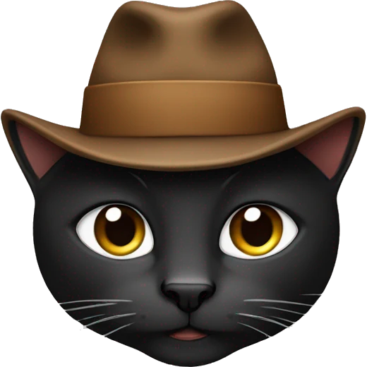 blak cat face with a brown hat emoji