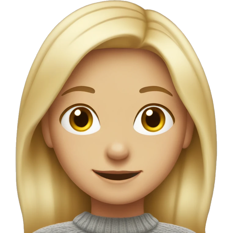 blonde  girlsmiling in sweater emoji