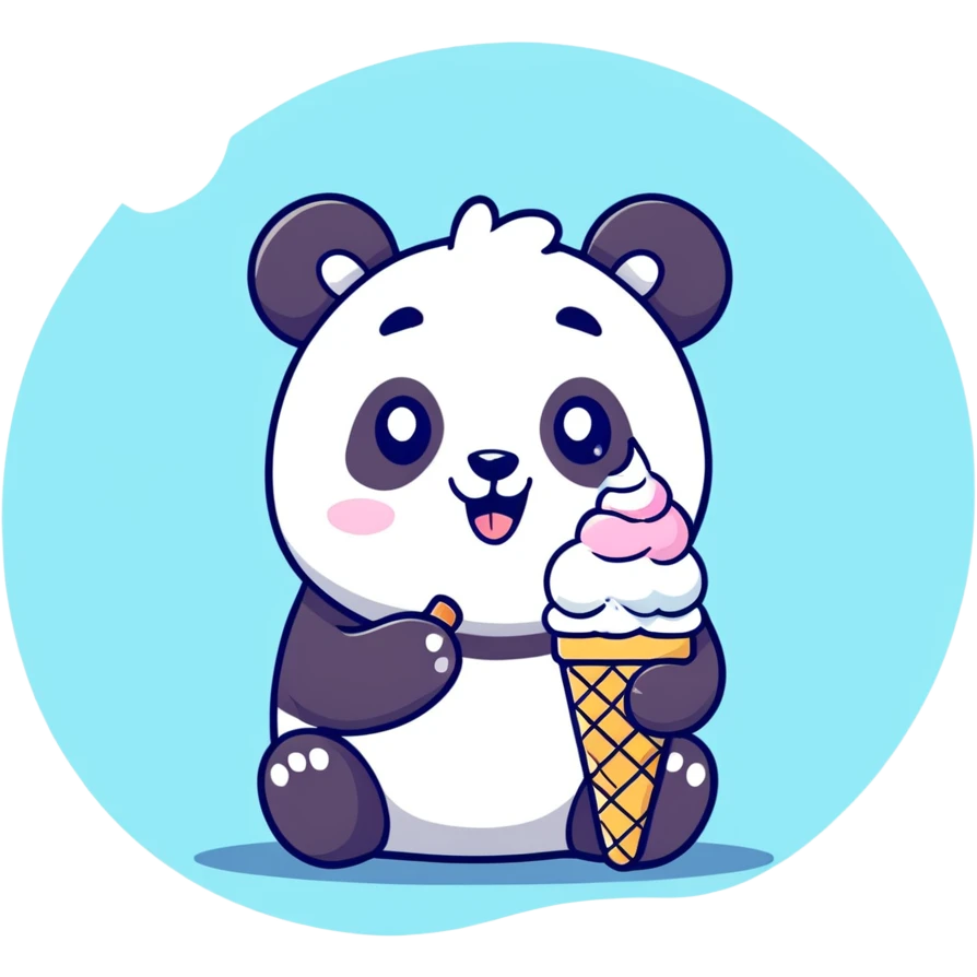 Panda eating ice cream emoji