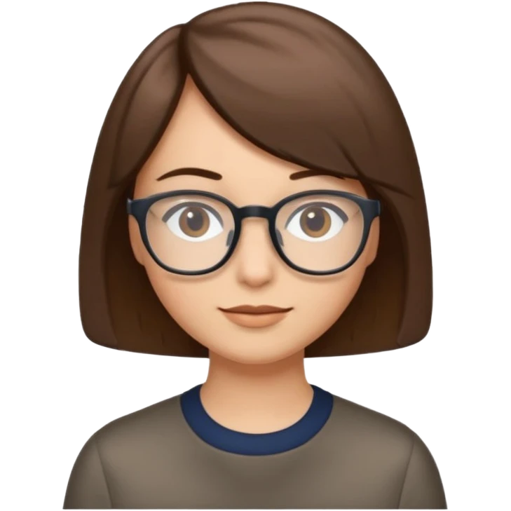 Bob haircut brown hair glasses emoji