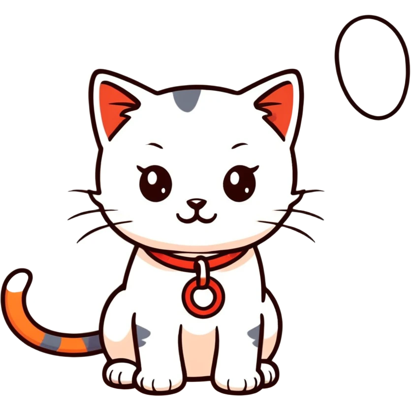 orange realistic kitten with a red leash emoji