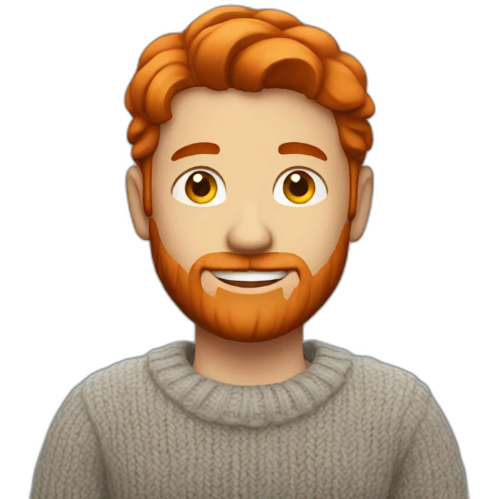 man red hair wearing sweater with shirt raising hand emoji