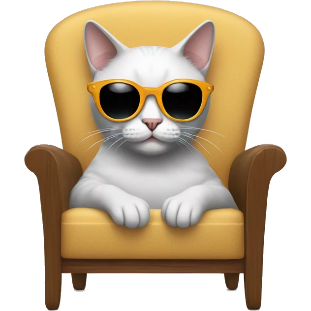 cat wearing a sunglass and sit on a chair emoji