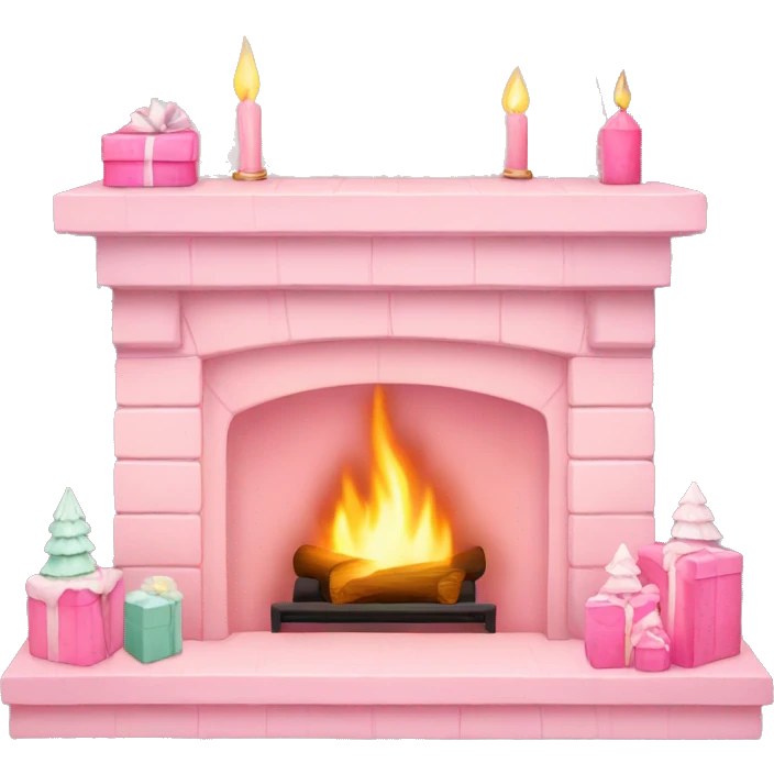 Pastel pink Christmas fire place  emoji