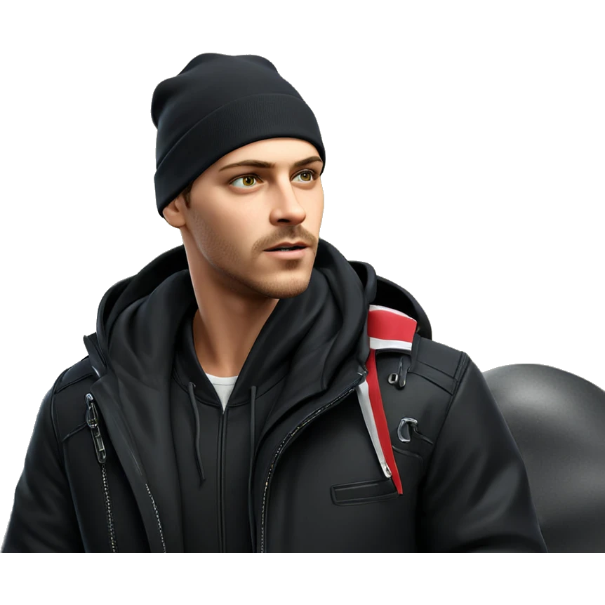 cool guy in black jacket emoji