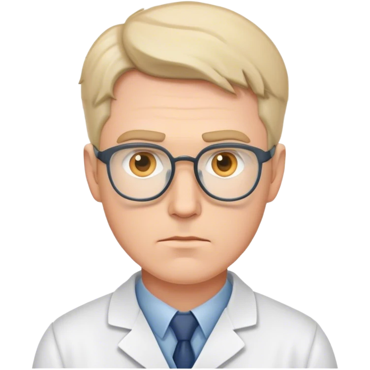 white man scientist photorealistic serious emoji