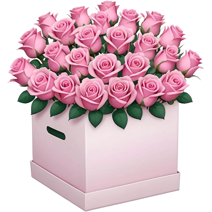 bouquet of pink 30 roses in a white box，no leaves emoji