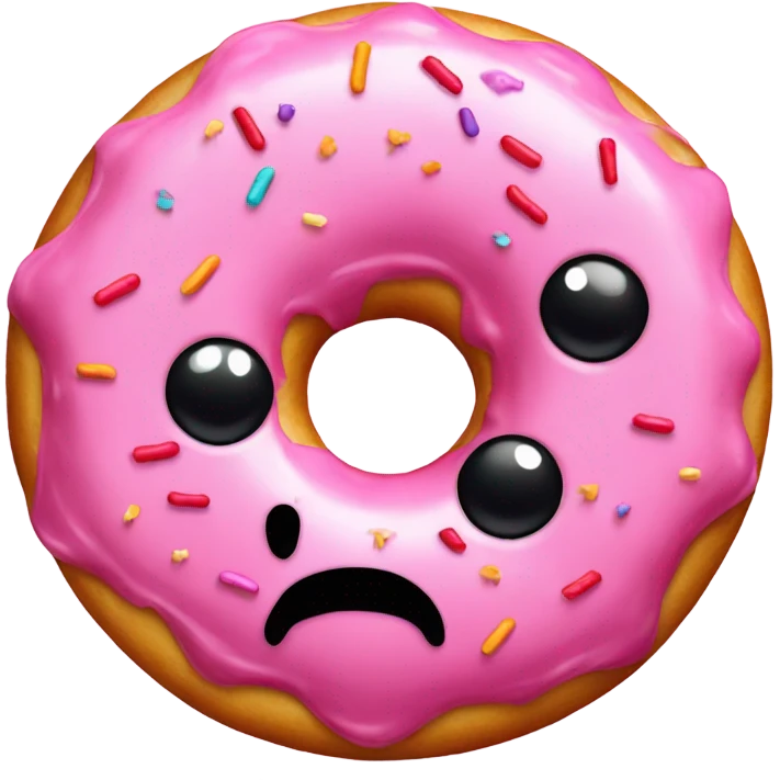 pink donut with black hairs on it emoji