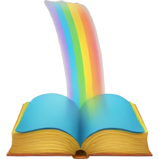 Open book with rainbow emoji