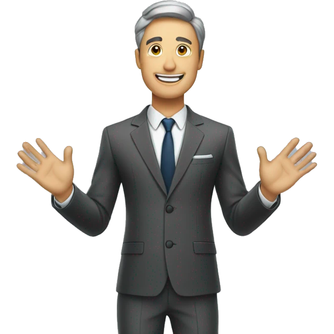 man in a suit holding his hands in the air copy paster emoji
