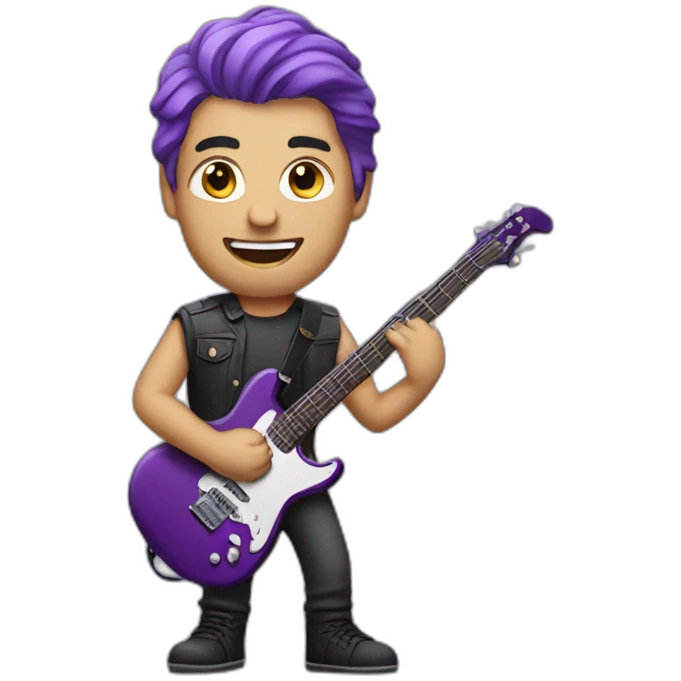 A man guitarist with purple hair emoji