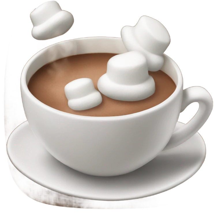 Hot chocolate in mug with marshmallows  emoji