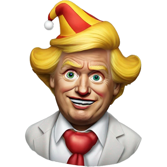 Hyper realistic Donald Trump with a clown costume on emoji