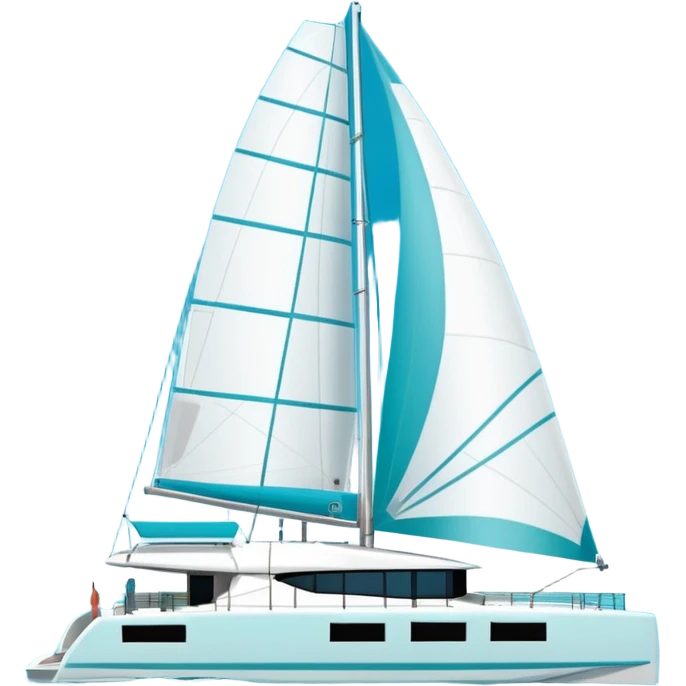 make a 50ft catamaran lagoon styled faceing to the right. make the sails like a dark tiffany blue emoji
