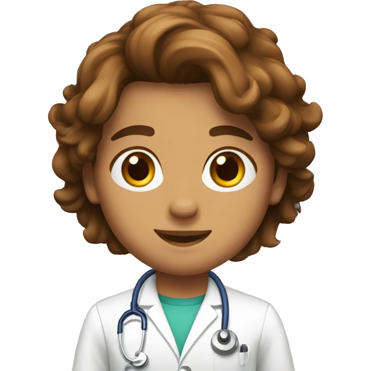 medico joven con pelo marron liso emoji