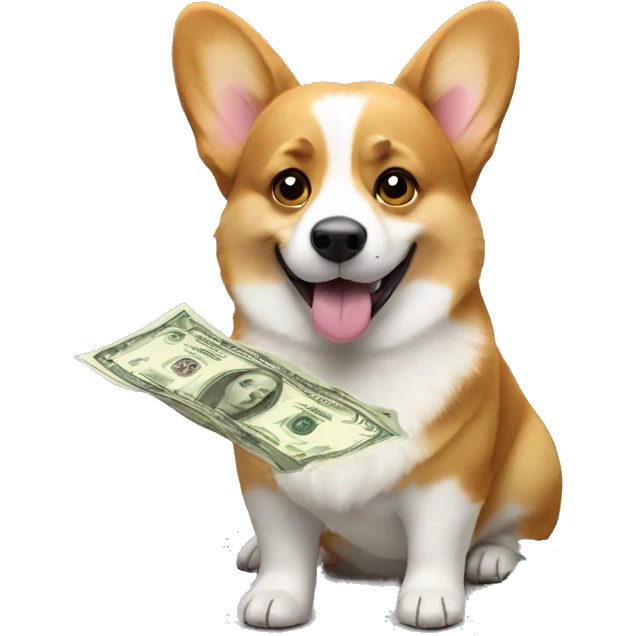 Corgi holding money emoji