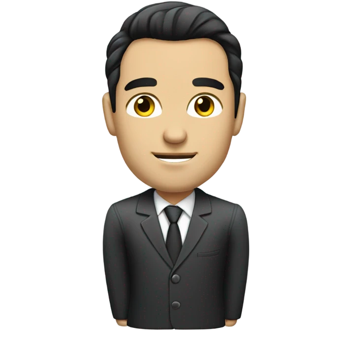 caucasian businessman black fluffy straight hair emoji